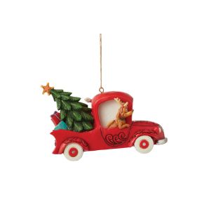 Grinch in a Red Truck Bauble
