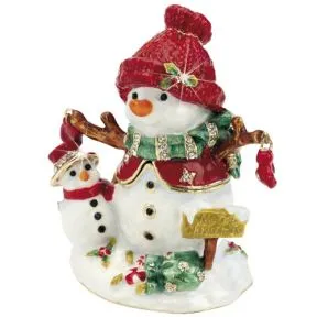 Snowman with Baby Christmas Trinket Box