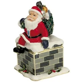 Santa and Chimney Christmas Trinket Box