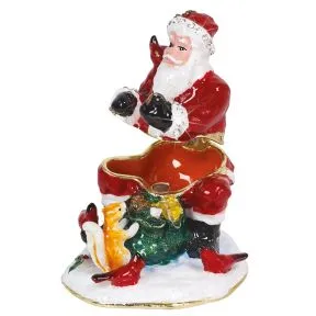 Santa and Squirrel Christmas Trinket Box