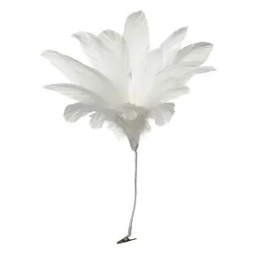 White Feather Flower Clip