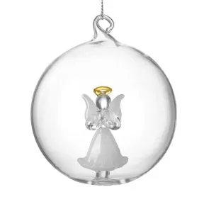 Opaque Angel in Clear Glass Bauble