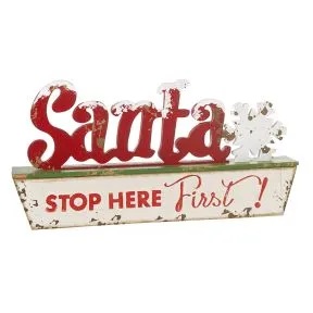 Santa Stop Here First Red & White Sign