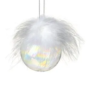 Glass Hanging Bauble With Feather