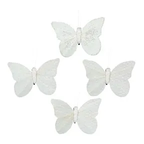 Single White Butterfly Clip On