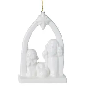 Small Hanging White Ceramic Nativity
