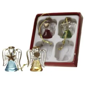 Set Of Small Hanging Glass Pastel Angels