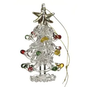 Hanging Glass Christmas Tree with Colour Baubles