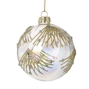 Pearlescent Glass Bauble With Gold
