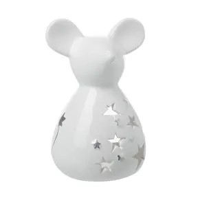 Large White Glazed Star Cut Out Mouse