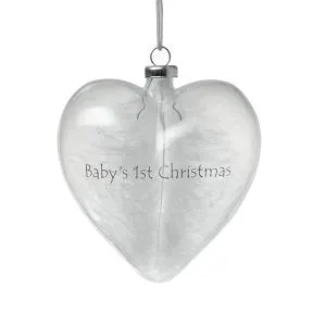 Hanging Glass Baby 1St Xmas Heart