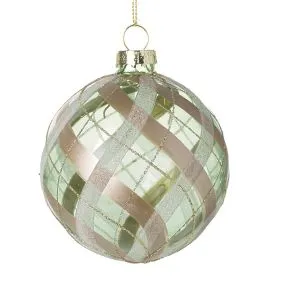 Green White Gold Clear Glass Bauble