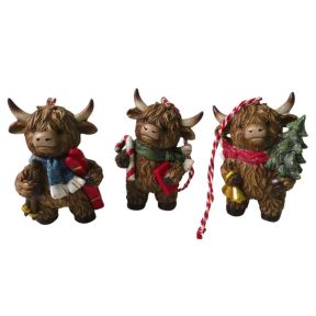 Christmas Highland Cows Standing - Individually Sold