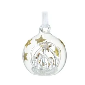 Glass Bauble With Nativity Scene