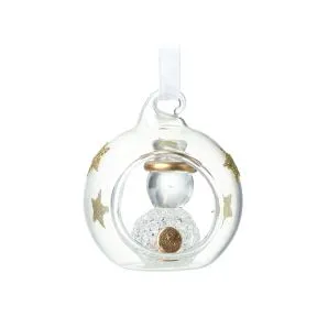 Glass Bauble With Snowman & Gold Stars