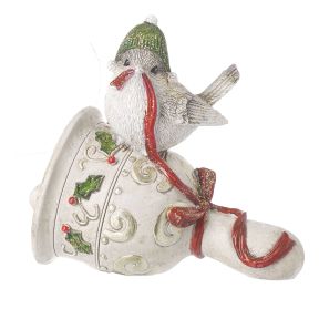Christmas Bird on Bell Ornament