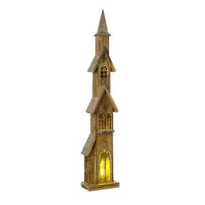 Tall Wooden Light-Up House With Glitter