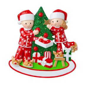 Our 1st Christmas Pyjama Couple Decorating Christmas Tree Decoration to Personalise
