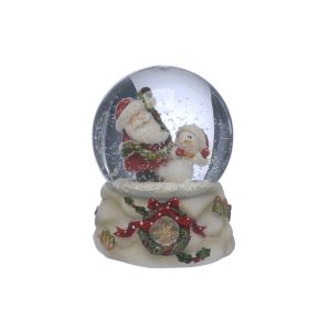 Santa Holding Garland With Snowman Mini Snow Globe