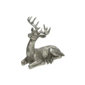 13cm polyresin silver sitting deer