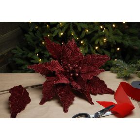 Burgundy Velvet Poinsettia Stem