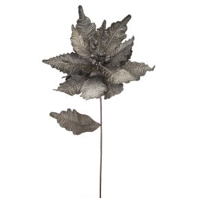 Pewter Grey Velvet Poinsettia Stem