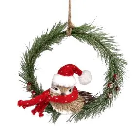 Hanging Wreath with Robin and Berries