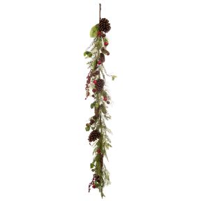 150cm green bristle red berry garland