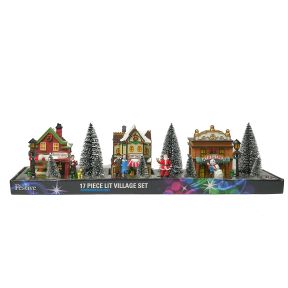 Village Scene Light Up - 17 pieces