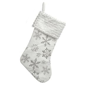 49cm white with white snowflakes stocking