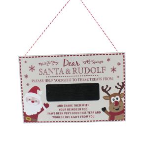 30cm white wooden personalised sign to santa
