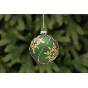 8cm green with gold leaf glass ball