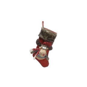 49cm red stocking with reindeer