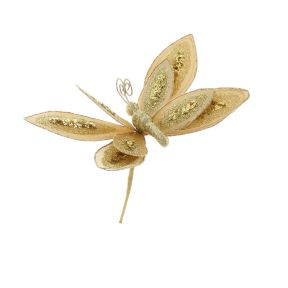 26cm gold glitter butterfly stem
