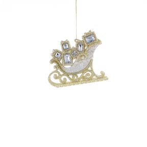 11cm silver and gold sleigh with gem presents