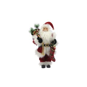 60cm standing traditional santa with stocking