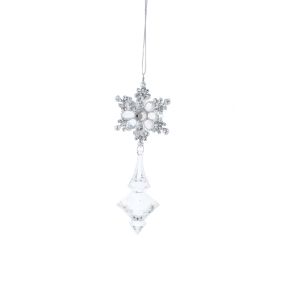 15cm acrylic silver snowflake with drop