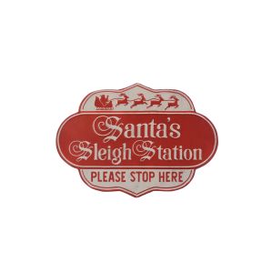 51cm red SANTA SLEIGH STATION sign