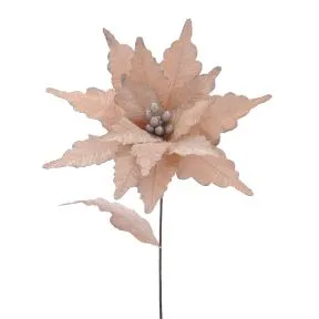 Large Pale Pink With Silver Glitter Poinsettia