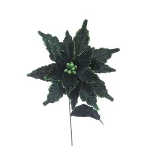 Dark green with glitter poinsettia stem
