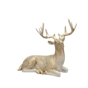 36cm resin gold lying down reindeer