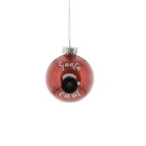 Santa Cam Red Glitter Bauble
