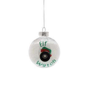 8cm clear white glitter filled ELF WATCH ball