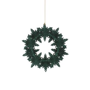 13cm plastic green glitter snowflake wreath