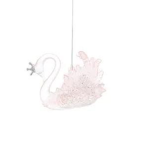10cm light pink frosted swan with silver crown