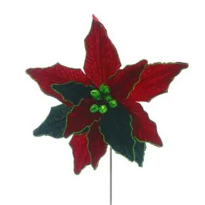 Rich Red and Green Poinsettia Stem