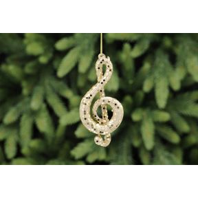 Gold Glitter Glass Music Note Shaped Hanging Decoration
