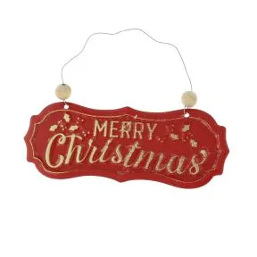 Red and Gold Merry Christmas Sign - 17cm