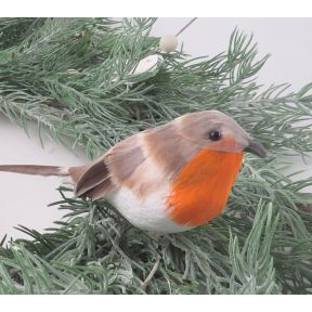 Large clip on Robin with feather tail.