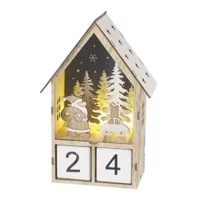Wooden Light Up House Advent